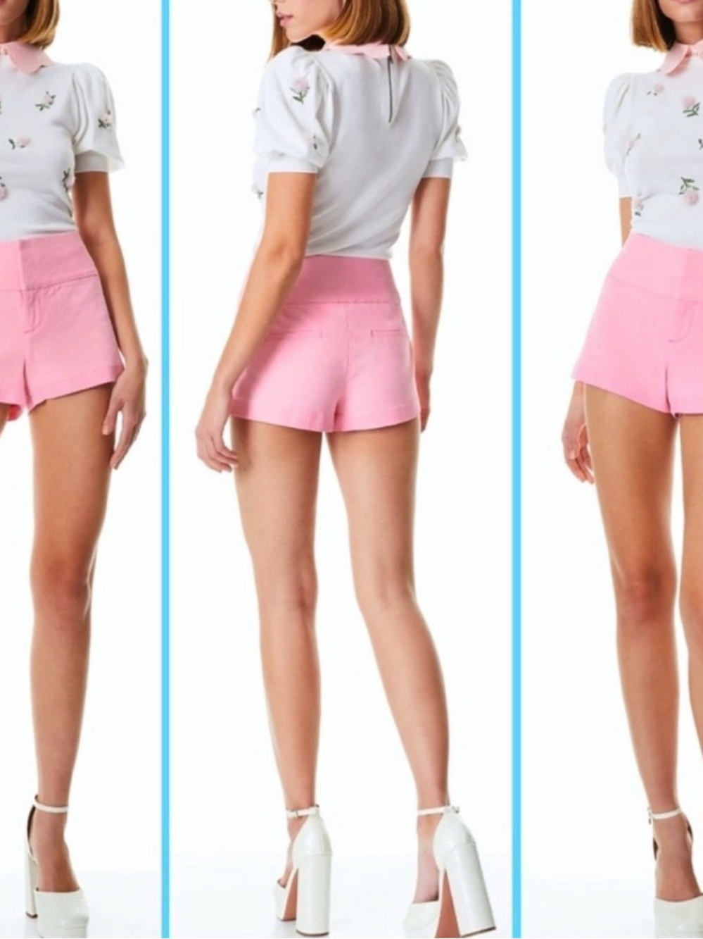 Alice + Olivia Pink High-Waist Tailored Shorts